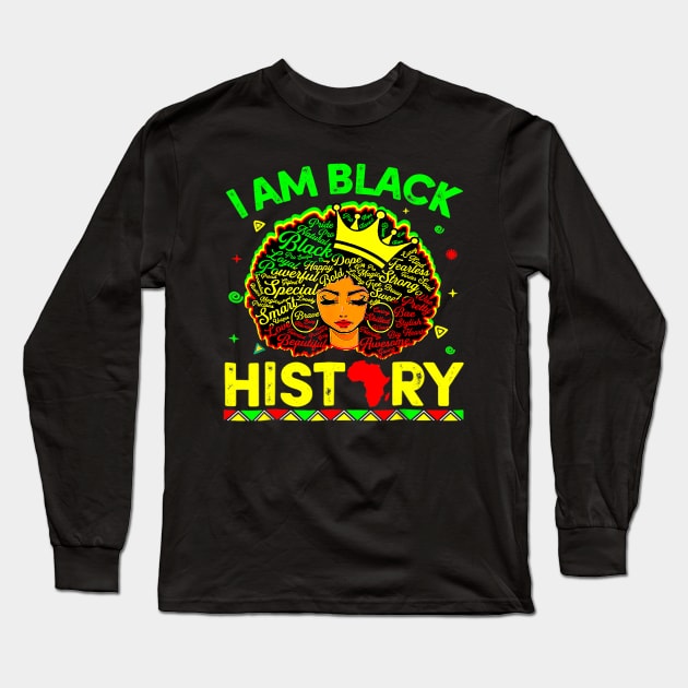 I Am The Strong African Queen Girls Black History Month Gift Long Sleeve T-Shirt by omorihisoka